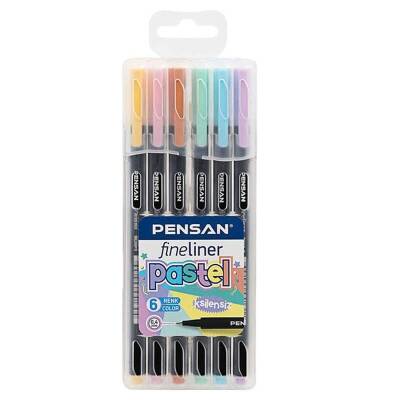 Pensan Fineliner 0.4 mm Keçe Uçlu Kalem 6 Renk Pastel PVC Kutulu - 1