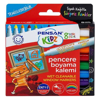 Pensan Kidz Temizlenebilir Pencere Markörü 8 Renk - 1