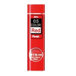 Pentel Ain Stein Min (Mekanik Kurşun Kalem Ucu) 0.5 mm KIRMIZI 20'li Tüp - 1