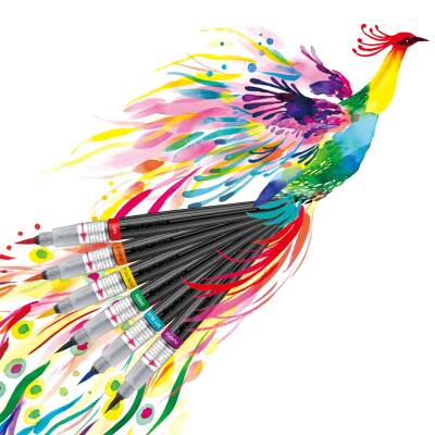 Pentel Arts Colour Brush Fırça Uçlu Kalem SİYAH - 3