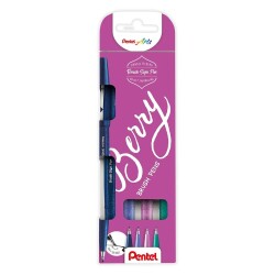 Pentel Brush Sign Pen 4'lü Set BERRY SES15B-4 - 1