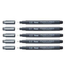 Pentel Pointliner Fiber Uçlu Çizim Kalemi 5'li Set - 1