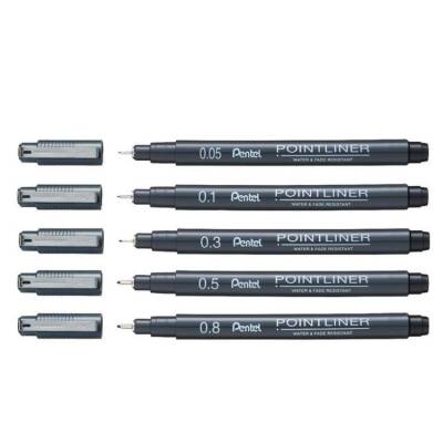 Pentel Pointliner Fiber Uçlu Çizim Kalemi 5'li Set - 1