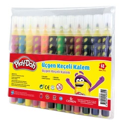 Play-Doh 12 Renk Üçgen Keçeli Kalem Pvc Kap - 1