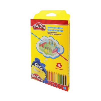 Play-Doh 12 Renk Woodfree Jumbo Üçgen Kuru Boya - 1