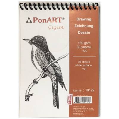 Ponart Çizim Blok Spiralli 130 gr. 30 Sayfa A5 - 1