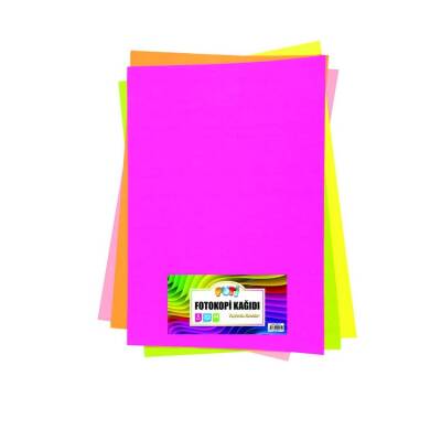 Puti Fosforlu Renkli Fotokopi Kağıdı 100'lü Paket 5 Renk Karışık - 1