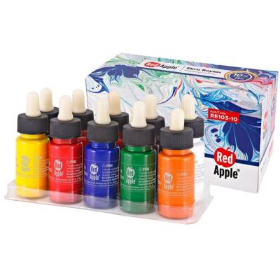 Red Apple Ebru Boyası 10 Renkx25 ml Set - 1