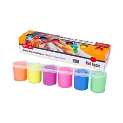 Red Apple Neon Parmak Boyası 6 Renk x 25 ml Sıralı Set - 1