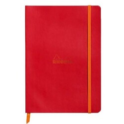 Rhodia Boutique Rodiarama Çizgili Defter A6 İtalyan Deri Kırmızı Yumuşak Kapak 105x148 mm 90 gr 72 Yaprak - 1