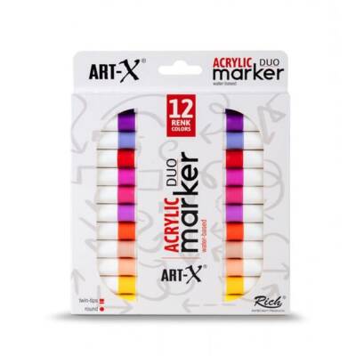 Rich Art-X Acrylic Duo Marker Çift Uçlu Su Bazlı Boyama Kalemi 12 Renk Energy Series - 1