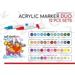 Rich Art-X Acrylic Duo Marker Çift Uçlu Su Bazlı Boyama Kalemi 12 Renk Energy Series - 2