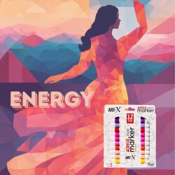 Rich Art-X Acrylic Duo Marker Çift Uçlu Su Bazlı Boyama Kalemi 12 Renk Energy Series - 3