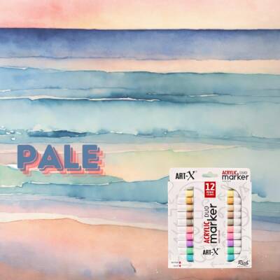 Rich Art-X Acrylic Duo Marker Çift Uçlu Su Bazlı Boyama Kalemi 12 Renk Pale Series - 3