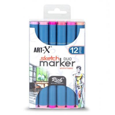 Rich Art-X Sketch Marker Duo Çift Uçlu Marker Kalem Set 12 Renk Candy Series - 1