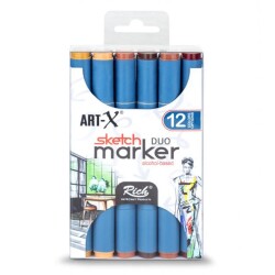 Rich Art-X Sketch Marker Duo Çift Uçlu Marker Kalem Set 12 Renk Earth Series - 1