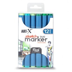 Rich Art-X Sketch Marker Duo Çift Uçlu Marker Kalem Set 12 Renk Forest Series - 1