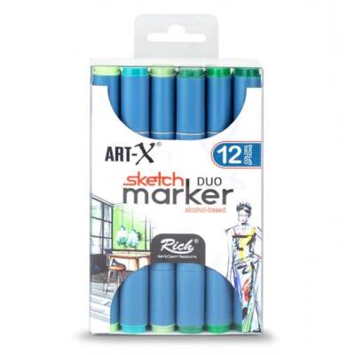 Rich Art-X Sketch Marker Duo Çift Uçlu Marker Kalem Set 12 Renk Forest Series - 1