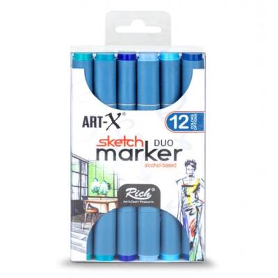 Rich Art-X Sketch Marker Duo Çift Uçlu Marker Kalem Set 12 Renk Ocean Series - 1