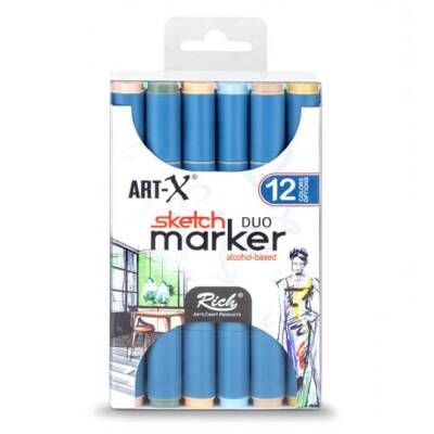 Rich Art-X Sketch Marker Duo Çift Uçlu Marker Kalem Set 12 Renk Pale Series - 1