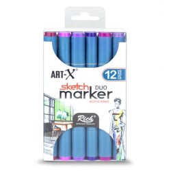 Rich Art-X Sketch Marker Duo Çift Uçlu Marker Kalem Set 12 Renk Power Series - 1