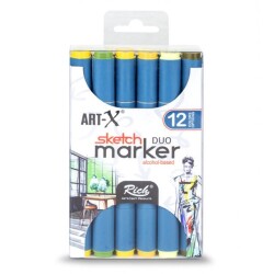 Rich Art-X Sketch Marker Duo Çift Uçlu Marker Kalem Set 12 Renk Sun Shine Series - 1