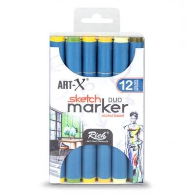Rich Art-X Sketch Marker Duo Çift Uçlu Marker Kalem Set 12 Renk Sun Shine Series - 1