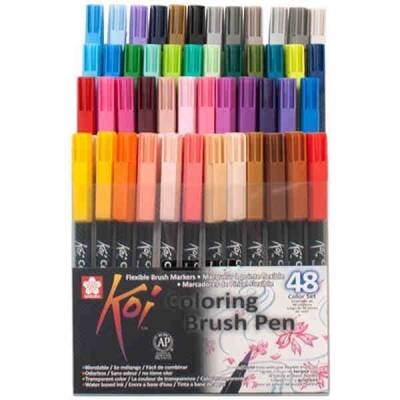 Sakura Koi Coloring Brush Pen 48 Renk Fırça Uçlu Grafik Çizim Kalemi - 1
