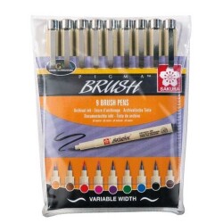 Sakura Pigma Brush Pen Fırça Uçlu Çizim Kalemi 9 RENK SET - 1