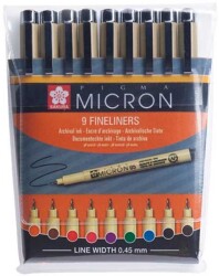 Sakura Pigma Micron 9 Fineliners 0.5 Çizim Kalemi 9 RENK SET - 1