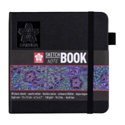 Sakura Sert Kapak Skechbook Siyah Kağıt 140 gr 12x12 cm 80 yp - 1