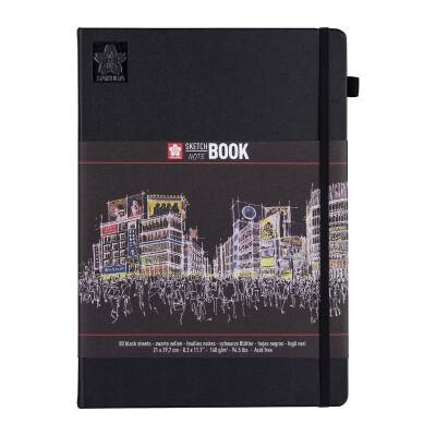 Sakura Sert Kapak Skechbook Siyah Kağıt 140 gr 21x30 cm 80 yp - 1