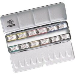 Schmincke Akademie Aquarell Taş Sulu Boya 1/1 Tablet 12 Renk Metal Set - 1