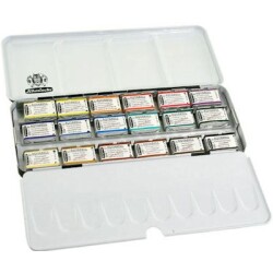 Schmincke Horadam Aquarell Taş Sulu Boya 1/1 Tablet 18 Renk Metal Set - Schmincke