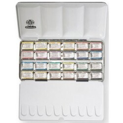 Schmincke Horadam Aquarell Taş Sulu Boya 1/1 Tablet 24 Renk Metal Set - Schmincke