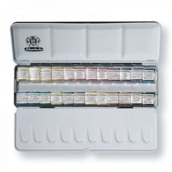 Schmincke Horadam Aquarell Taş Sulu Boya 1/2 Tablet 24 Renk Metal Set - Schmincke