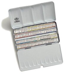 Schmincke Horadam Aquarell Taş Sulu Boya 1/2 Tablet 48 Renk Metal Set - Schmincke