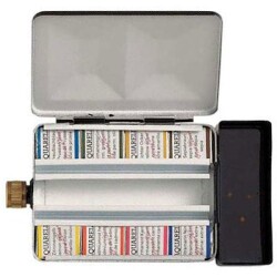 Schmincke Horadam Aquarell Taş Sulu Boya 1/2 Tablet 8 Renk + Wat. Cont. Metal Set - Schmincke