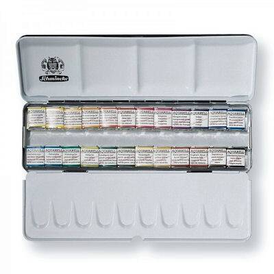 Schmincke Horadam Aquarell Taş Sulu Boya 1/2 Tablet 24 Renk Metal Set - 1