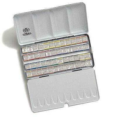 Schmincke Horadam Aquarell Taş Sulu Boya 1/2 Tablet 48 Renk Metal Set - 1