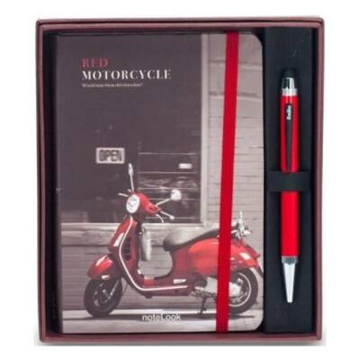 Scrikss Smartpen Tükenmez Kalem Kırmızı + Red Motorcycle A6 Çizgili Defter Set - 1