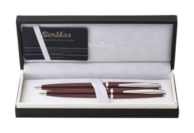 Scrikss Vintage 33 Tükenmez Kalem ve Mekanik Kurşun Kalem İkili Set Bordo - 1