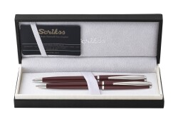 Scrikss Vintage 52 Tükenmez Kalem ve Mekanik Kurşun Kalem İkili Set Bordo - 1