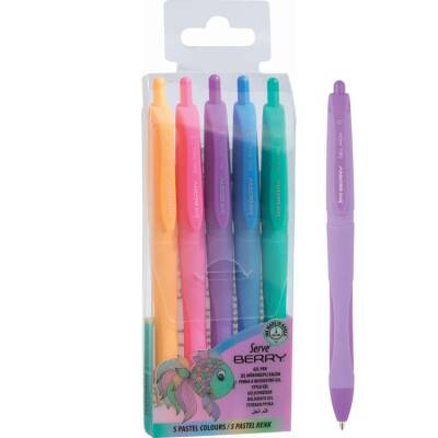 Serve Berry Hızlı Kuruyan Jel Kalem 0.7mm 5 PASTEL RENK SET - 1