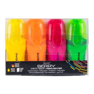 Serve Berry Mini Fosforlu Kalem Neon 4'lü Set - 1