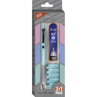 Serve Steps Versatil Kalem 0.7 mm + Min + Silgi 3'lü Set Nane Yeşili - 1