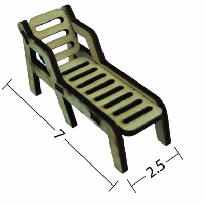Şezlong Minyatür Boyanabilir Ahşap Obje MN 55 - 1