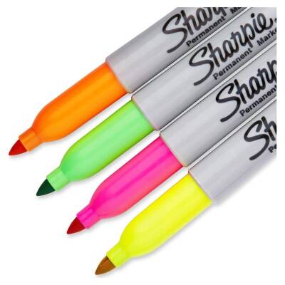 Sharpie Permanent Marker Kalem Fine Uç 4 Neon Renk Set - 1