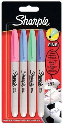 Sharpie Permanent Marker Kalem Fine Uç 4 Pastel Renk Set - 1