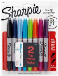 Sharpie Twin Tip Permanent Marker Kalem Çift Uçlu 8 Renk SET - 1